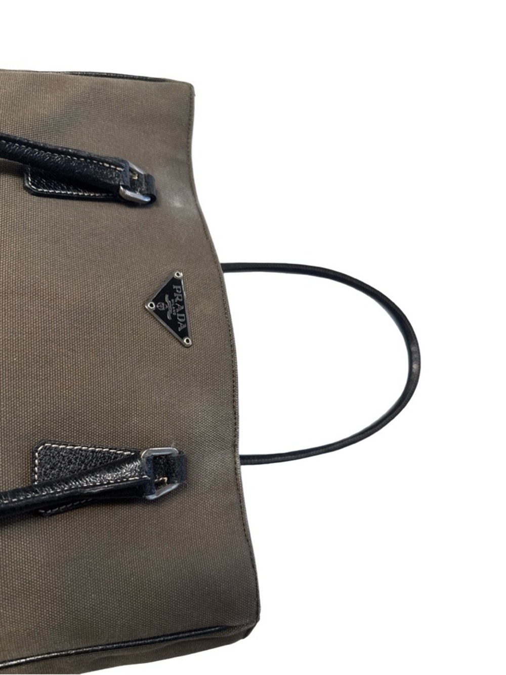 Prada Leather Tote Bag Brown Black Shoulder Bag Medium Everyday Luxury Handbag - Picture 10 of 17